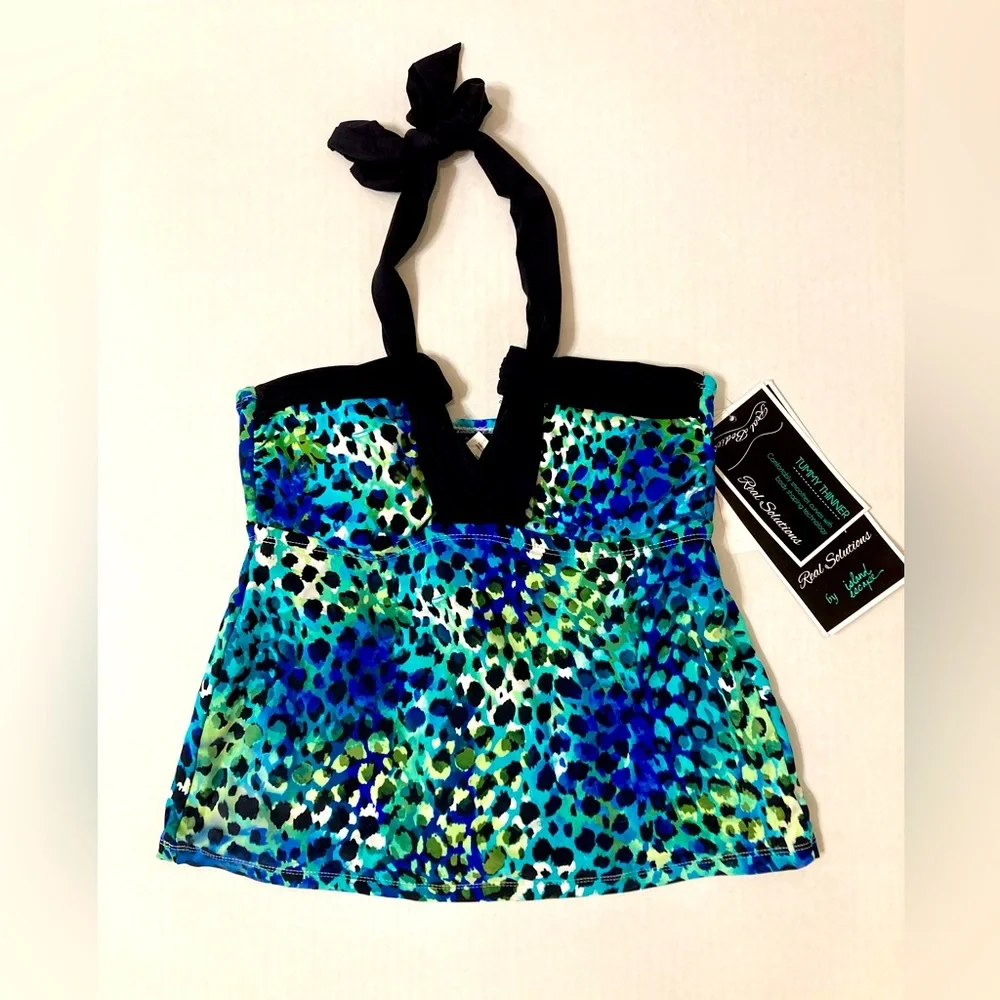 Island Escape | NWT Halter Leopard Tankini Swim Top - Picture 3 of 6